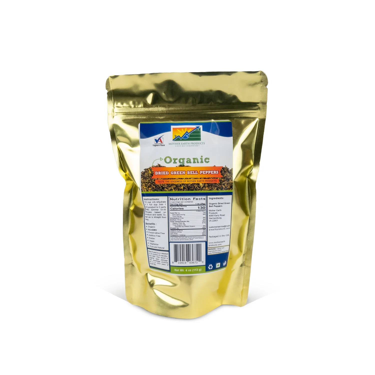 Organic Dried Green Bell Peppers - Image 2